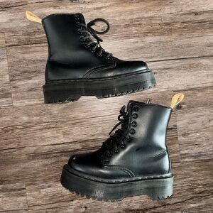 Dr. Martens Black Combat Boots with Yellow Pull Tab